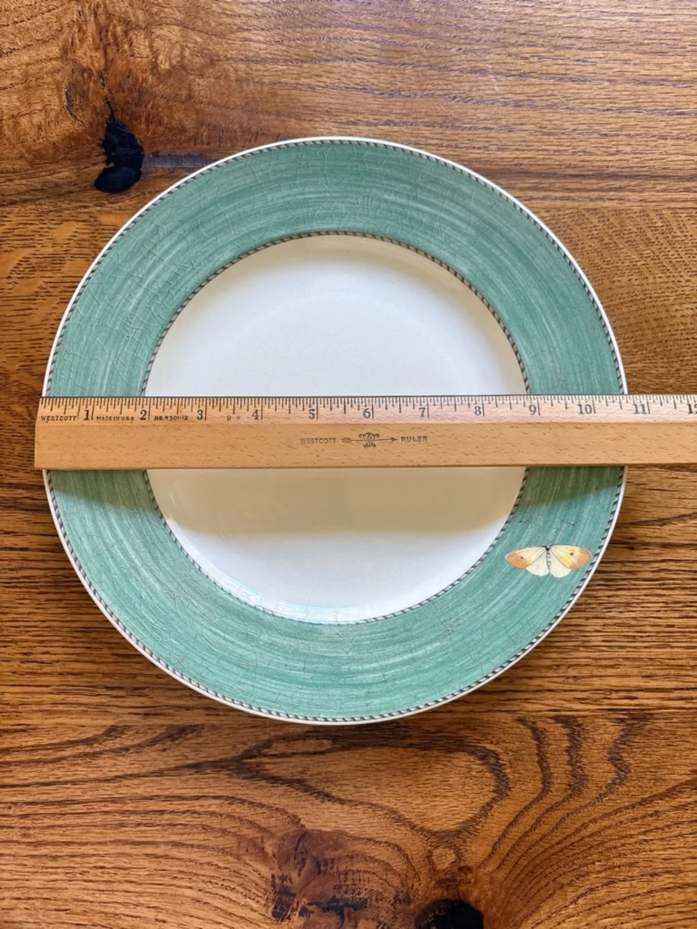 Wedgwood 1997 Sarah’s Garden (2) Green Rim Dinner Plates- Made in England